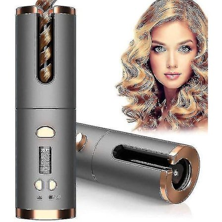 Wireless Automatic Hair Curler Rechargeable Rotating Curling Iron Led Display Temperature Adjustable