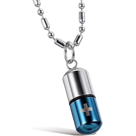 Smykker i rustfrit stål SOS-kapsel Nødhjælpskapsel Vedhæng med kæde halskæde til kvinder