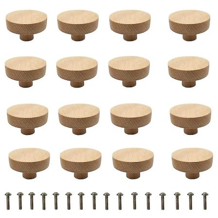 Skapsknapp 20 stk Tre Skapsknapp Tre Skapshåndtak Rund Naturlig Treknapp Tre Skuff