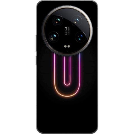 Kompatibelt Mobildeksel til Xiaomi Xiaomi 14 Ultra Minimalistisk neonbokstav U i fargerik lys effekt mot svart bakgrunn