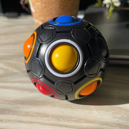 Magisk Kub Regnbågsboll Gyro Avkoppling Pedagogisk Leksak 7cm Regnbågsboll 12 Hål OPP-förpackning Svart