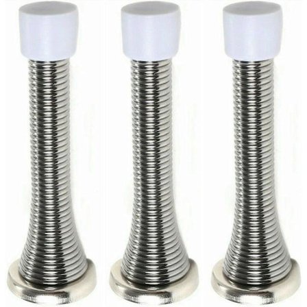 3 st Väggmonterade Krom Fjäder Dörrstopp Fjädrande Stopplist Buffert