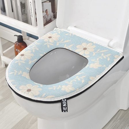 1 st hushållsvattentät toalettsits (blå präglade blommor), Uni