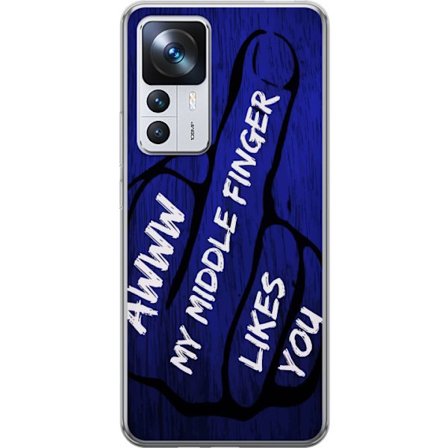 Kompatibelt Mobildeksel til Xiaomi 12T Pro Mørk typografisk illustrasjon med hjerteform og budskap om vennskap mot dyp blå tretekstur