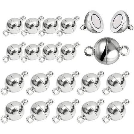 Magnetisk Armbåndslukking 30 Stykker Sølv Runde Magnetiske Lukninger Armbåndslukking