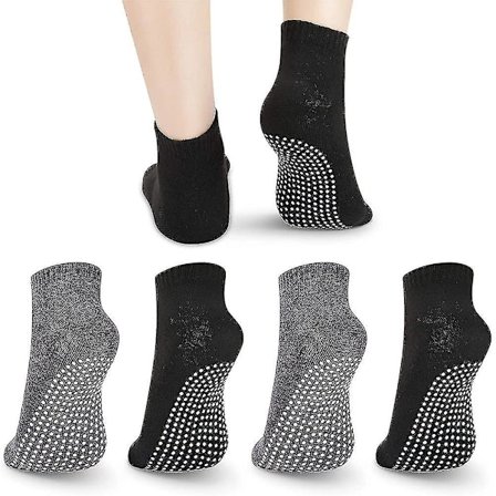Anti Slip Socks Non Skid Cotton Socks,4 Pairs Unisex Grip Socks For Home