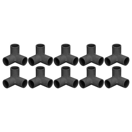 3-veis PVC-rørkoblinger 10-pakning Svart 25 mm indre diameter