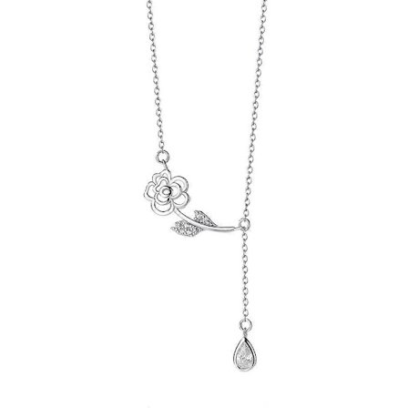 Vesipisara Kuutiollinen Zirkonia Ruusu Kaulakoru, S925 Sterling Hopea Ranskalainen Retro Solisluuketju