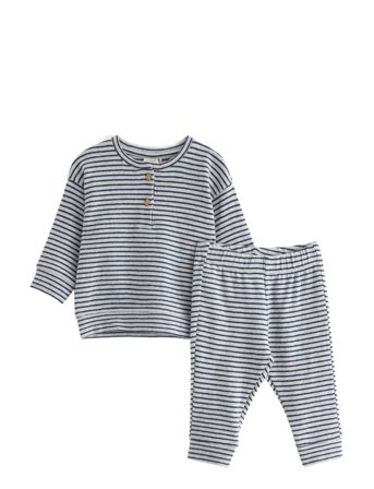 Lindex Set - Top And Leggings - Blue - 80