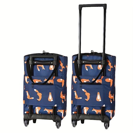 1 stk. Lille Vogn, Indkøbsvogn, Sammenklappelig Indkøbsvogn, Vandtæt og Let Indkøbstrolleytaske med Stor Kapacitet (PU Hjul + Fortykket Trolley)