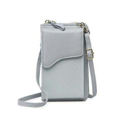 Liten dame skulderveske med mobiltelefonlommebok (Blå)