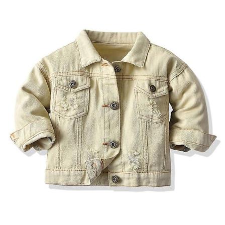 Personalisert Denimjakke i Rips for Små og Mellomstore Barn - Xin BEIGE-1 80cm