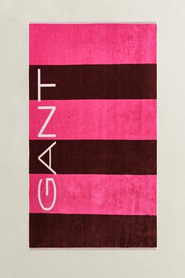 GANT - Strandhåndkle med blokkstriper bright fuschia