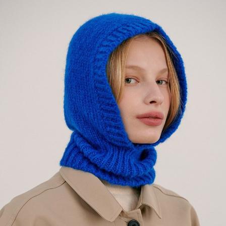 Ullstickade mössor Vintervärmare Unisex huvmössa Halskrage Cap för män & damer skidmössa Mössor kall mössa Balaclava cap Blue L(58-60CM)