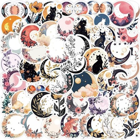 Klistremerker Cat Stickers Moon Stickers