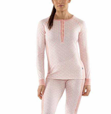 Termo Women's Long Sleeve Jumper Buttons Women base layer tops Pink L