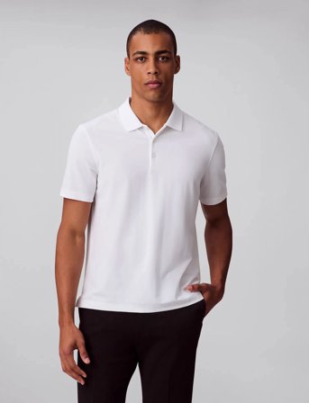 Calvin Klein Ss Stripe Strech Jacquard Polo - White - M