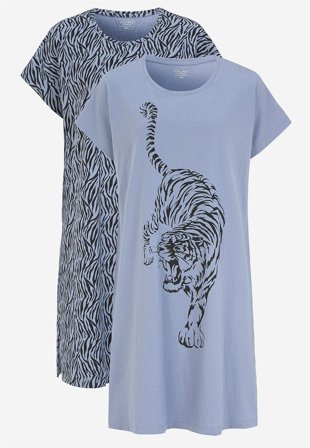 Cellbes of Sweden - Mønstret nattkjole i bomull 2-pack i blå / mønstret for damer i størrelse 38/40