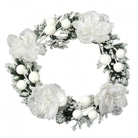 Lysmanschet til bloklys med jule roser og bær fra Swerox