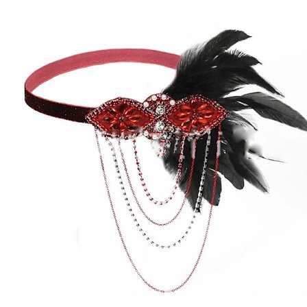 Pandebånd i 1920'er flapperstil - 20'er Great Gatsby-hovedbeklædning - Sort fjerpandebånd - 1920'er flapper Gatsby-hårtilbehør