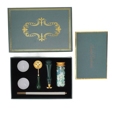 Voksforseglingssæt Retro Europæisk Stil DIY Håndværksstempel Håndkonto Kuverter Ildmaling Forsegling Voks Sæt Dekoration Sortgrøn