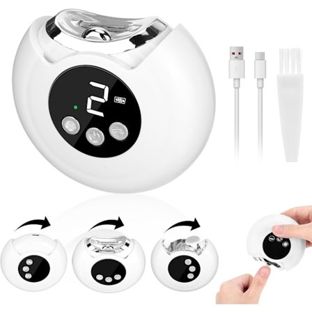 Automatisk elektrisk negleklipper med 3 hastigheter og LED-lys, 2-i-1 neglefil og poleringsmaskin med oppbevaring for negleklipp. USB