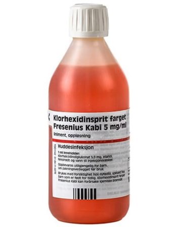 Klorhexidinsprit farget 5 mg/ml liniment 250 ml