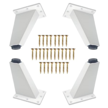 4 stk møbelben, skrå, sofa ben erstatning, hvit, 80mm