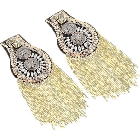 Metalliske frynser kjede skulderklaffer klesplagg skulderbrett merker 1 par (gull)