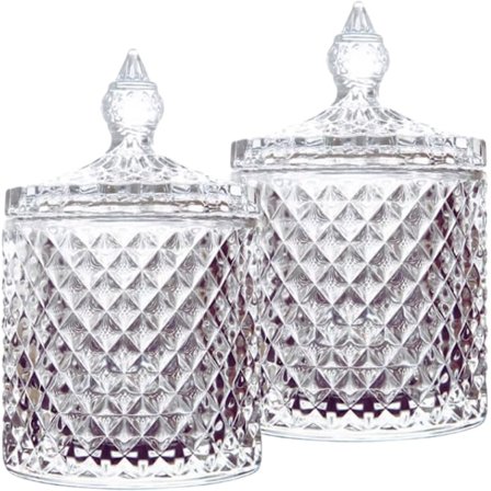 2 stk 10oz Bomullspinneholder Dispenser i Glass (KLAR)