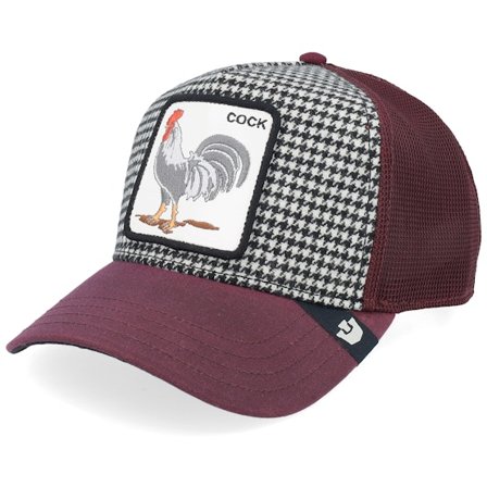 Goorin - Rood trucker Cap - Dapper Rooster Houndstooth A-frame Trucker @ Hatstore