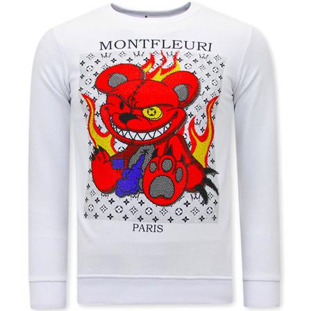 True Rise Ulltröja Herr Monster Teddy Bear - 3631 - Vit vit, Herr Tröjor, Herr, Storlek: M