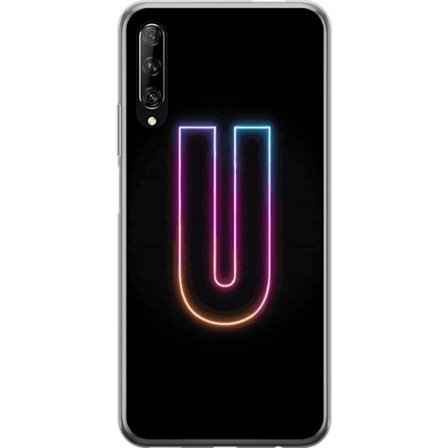 Yhteensopiva Puhelinkuori Huawei Huawei P smart Pro 2019 Minimaalinen neonkirjain U kirkkaalla valaistustehosteella mustaa taustaa vasten