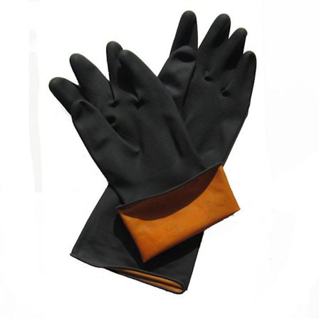 35CM Heavy Duty Sorte Handsker, 1 Par Kemikaliebestandige Latex Handsker