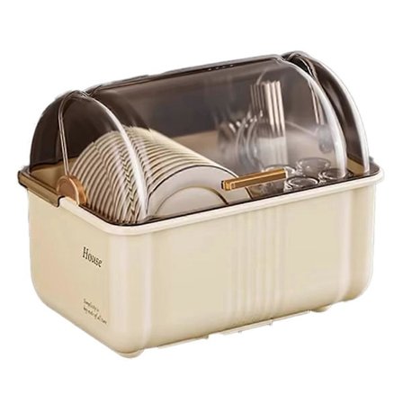 Stor Opbevaringsboks til Spisepinde med Låg - Køkkenbordplade Organizer til Tallerkener og Redskaber, Afløbsskabsfunktion