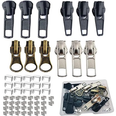 Dragkedja reparationskit #5 löpare med dragkedja 12 st, dragkedja stopp, ersättningsdragkedja huvud bottenstopp och toppstopp, fixa dragkedja på för 