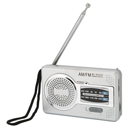 AM FM Transistor Radio DSP Chip Bærbar Lomme Mini Radio med Høytaler Hodetelefonuttak Sølvgrå