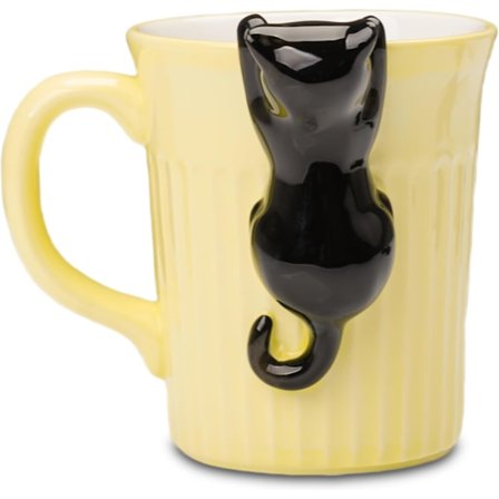 Morsom Katt Krus, Krus med Tittende Katt, Lurt Katt Krus, Personlig Katt Kaffe Krus, 3D Dyr Krus, Fin Gave, Par 350ml (Svart Katt)