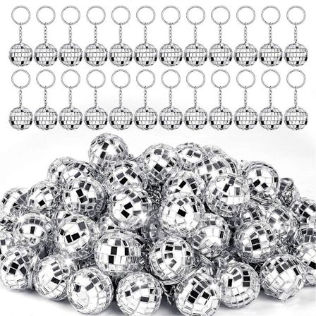 50 st Mini Disco Ball Nyckelring, Silver Spegel Disco Ball Bulk Nyckelring Partygåvor för 70- och 80-tals Disco