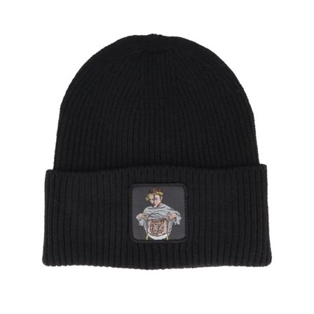 Lucid Smile - Svart cuff Beanie - Flexing Abs Black Recycled Oversized Cuff @ Hatstore