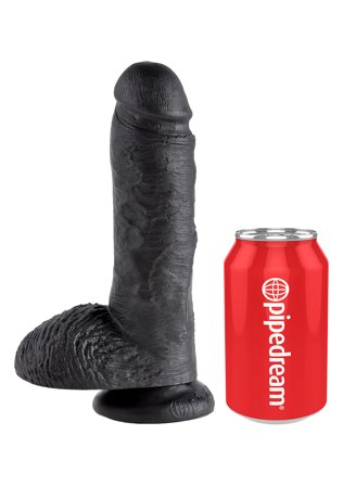 KING COCK 8 INCH W/ BALLS BLACK DILDO