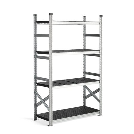 Galvanised food shelving TRANSFORM, basic unit, 1972x1200x500 mm, black