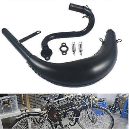 Pakoputken äänenvaimennin, musta, sopii 50–80 cc:n 2-tahtimoottoripyörän bensiinimoottoriin, kaareva pakoputki, moottoripyörän osat