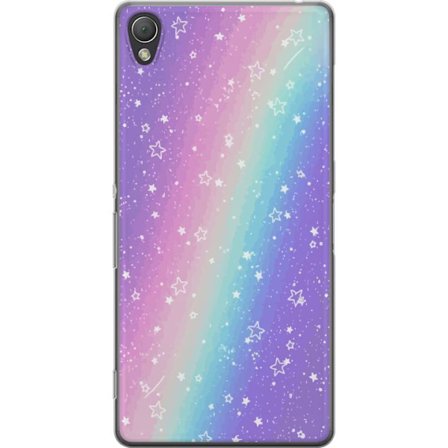 Kompatibel Mobilcover til Sony Xperia Z3 Rainbow-farvet pastelbaggrund med hvide stjerner og glitrende prikker i blød overgang