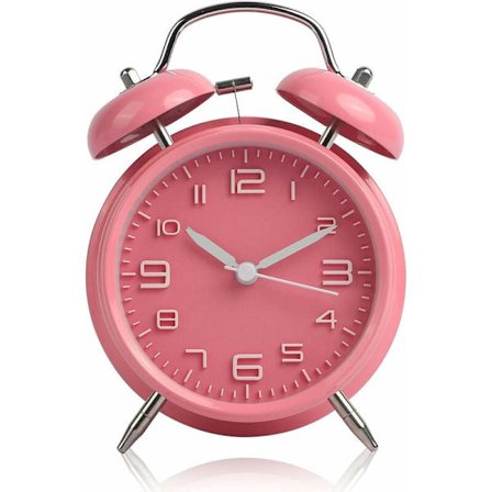 Klassisk klokkevækkeur Vintage lydløst vækkeur med natlys, belyst analogt vækkeur til voksne børn