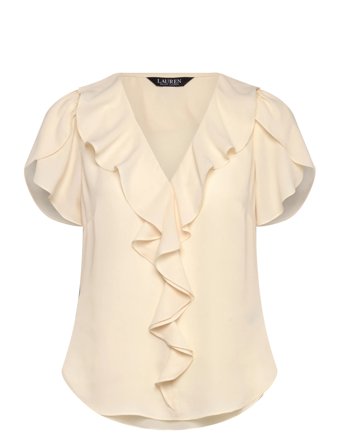 Lauren Ralph Lauren Ruffle-Trim Georgette Blouse - Cream - XS