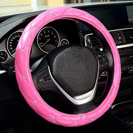 Diamant Läder Ratt Hjulskydd Med Bling Kristall Rhineston