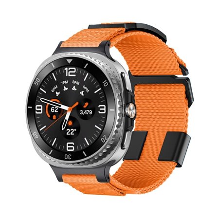 Hengittävä nylonpunosurheiluranneke, yhteensopiva Samsung-kellojen 20/22 mm:n kanssa Orange 20 mm