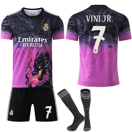 2024-2025 Real Madrid Dragon Anniversary Edition jalkapallopaita lapsille ja aikuisille sukilla No.7 VINI JR