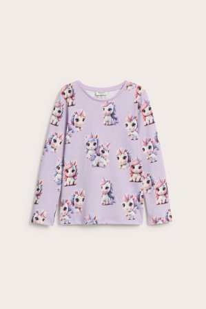 Kappahl | Långärmad t-shirt enhörning | Ljuslila